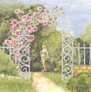 Serviette Tor mit Rosen, Statue, Rarität